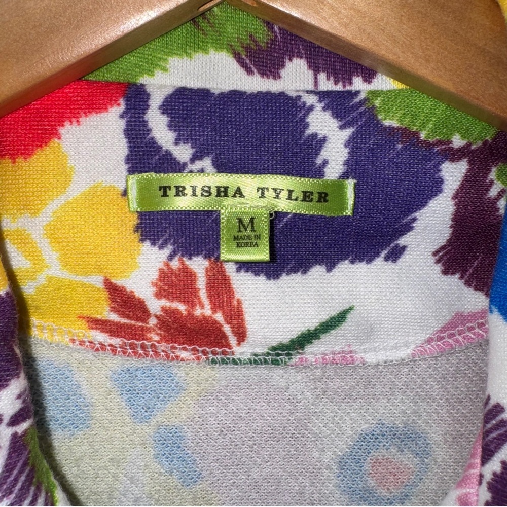 Trisha Tyler‎ Floral Multicolor Women's Jacket Art to Wear Shirt Pockets M - Picture 3 of 10